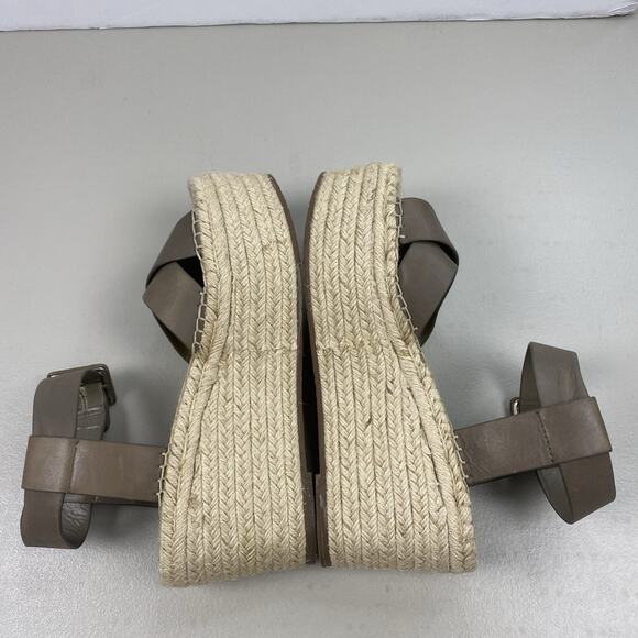 Marc Fisher Sandals 9 Platform Espadrille Brown Leather Ankle Strap Boho Randall - Picture 8 of 12